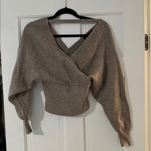 Love Tree V-Neck Wrap Sweater - Taupe